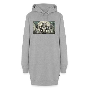 Wortspiel mehrdeutiger deutscher Ausdruck - Muskelkater - Hoodie-Kleid - Grau meliert - Vorne