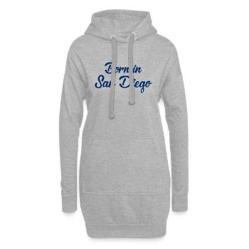 Né à San Diego - Californie - États-Unis - Amérique - Sweat-shirt à capuche long Femme - gris chiné - Devant