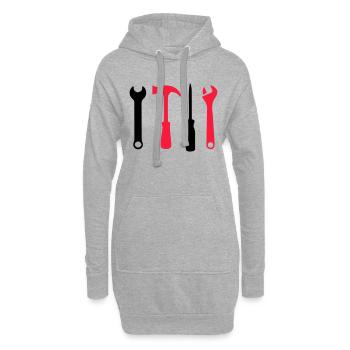 werkzeug symbole - Hoodie-Kleid - Grau meliert - Vorne