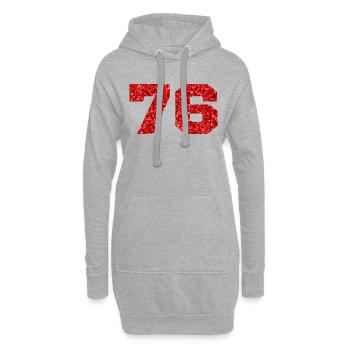 76 Roter Glitzer - 76. Jahrestag - Hoodie-Kleid - Grau meliert - Vorne