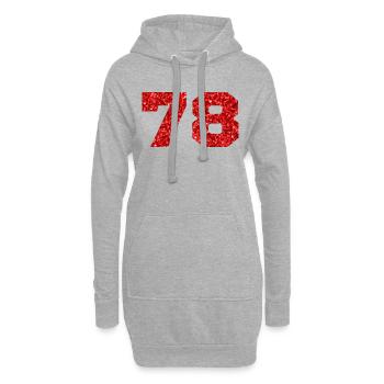 Numéro 78 paillettes rouge - 78e anniversaire - Sweat-shirt à capuche long Femme - gris chiné - Devant
