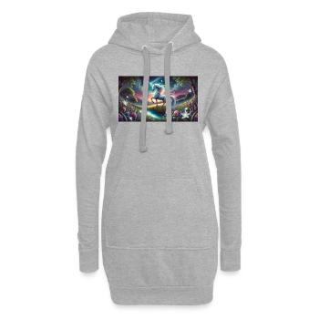 Ein mystisches Einhorn mit Aurora Boreralis - Hoodie-Kleid - Grau meliert - Vorne