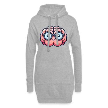 gehirn comic nerd - Hoodie-Kleid - Grau meliert - Vorne