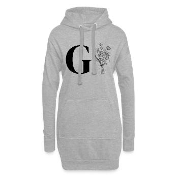 Minimalistische Blumen - Hoodie-Kleid - Grau meliert - Vorne