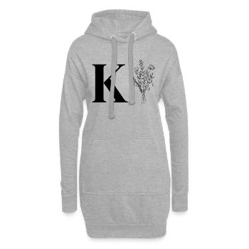 Lette k fleurs minimalistes - Sweat-shirt à capuche long Femme - gris chiné - Devant