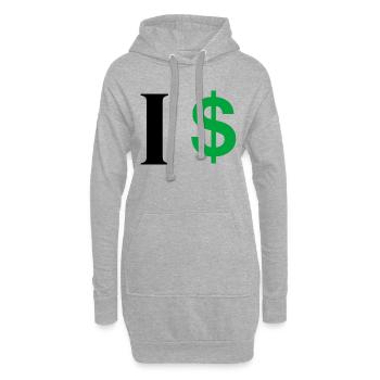 Lettre i dollar - Sweat-shirt à capuche long Femme - gris chiné - Devant