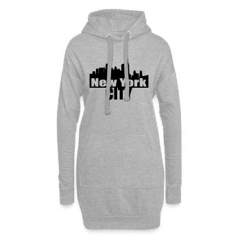 nyc NEW YORK CITY - Sweat-shirt à capuche long Femme - gris chiné - Devant