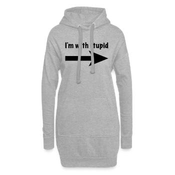 I´m with stupid - Sweat-shirt à capuche long Femme - gris chiné - Devant
