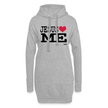 jesus loves me - Sweat-shirt à capuche long Femme - gris chiné - Devant
