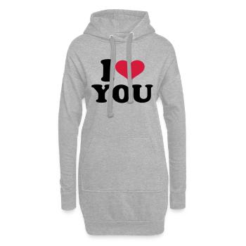 Je t'aime - Sweat-shirt à capuche long Femme - gris chiné - Devant