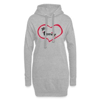 Coeur ma famille - Sweat-shirt à capuche long Femme - gris chiné - Devant