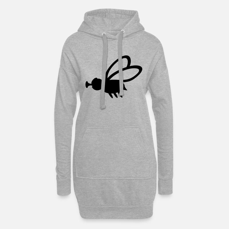 Stubenfliege / house fly (mini, 1c) - Hoodie-Kleid - Grau meliert