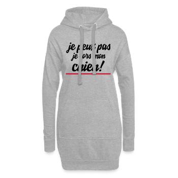 je peux pas je sors mon chien - Sweat-shirt à capuche long Femme - gris chiné - Devant