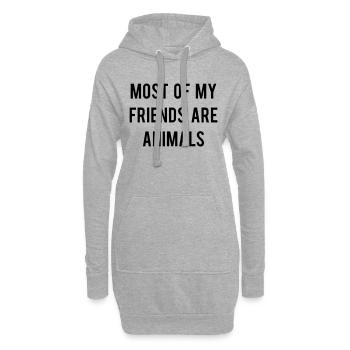 Most of my Friends are animals - Hoodie-Kleid - Grau meliert - Vorne