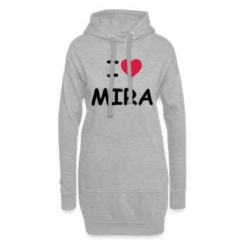 J'aime Mira - Sweat-shirt à capuche long Femme - gris chiné - Devant