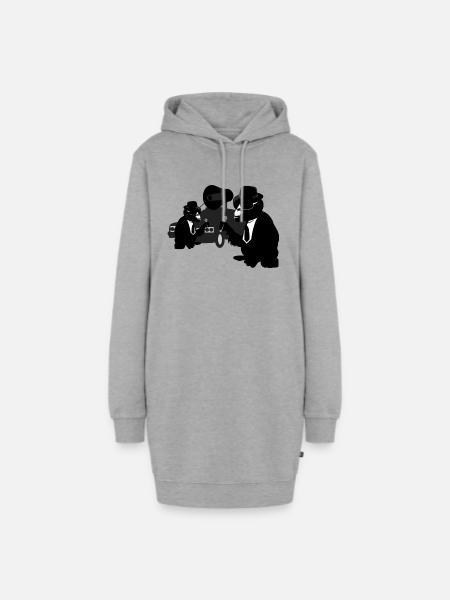 the blues brothers monkey - Hoodie-Kleid - Grau meliert