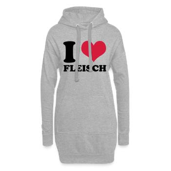 i love fleisch - Hoodie-Kleid - Grau meliert - Vorne