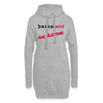 Je ne suis pas parfait mais celibataire - Sweat-shirt à capuche long Femme - gris chiné - Devant