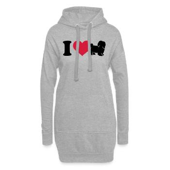 I love Havanese - Sweat-shirt à capuche long Femme - gris chiné - Devant