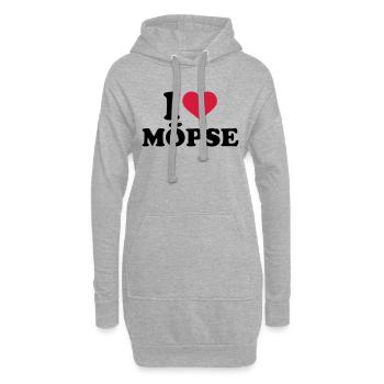 Mops - Hoodie-Kleid - Grau meliert - Vorne