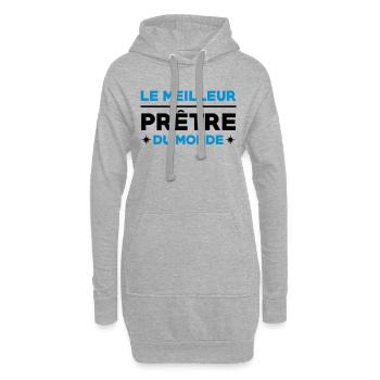 Prêtre / Pretre / Curé / Catho / Catholique - Sweat-shirt à capuche long Femme - gris chiné - Devant