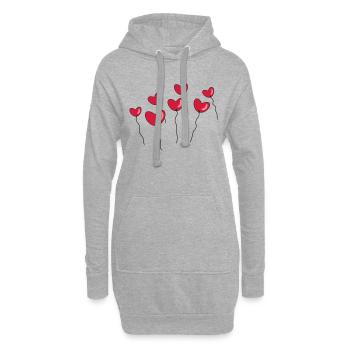 Ballons en forme de cœur - Sweat-shirt à capuche long Femme - gris chiné - Devant