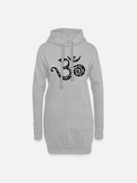 Om, mantra, motif, 23 couleurs sélectionnable librement - Sweat-shirt à capuche long Femme - gris chiné