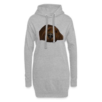 Setter irlandais - Sweat-shirt à capuche long Femme - gris chiné - Devant