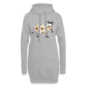 Vache - Sweat-shirt à capuche long Femme - gris chiné - Devant