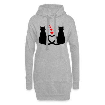 Verliebte Katzen - Hoodie-Kleid - Grau meliert - Vorne