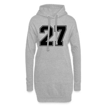 27 - Sweat-shirt à capuche long Femme - gris chiné - Devant