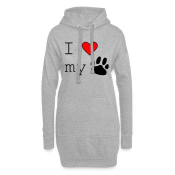 I love my dog - Hoodie-Kleid - Grau meliert - Vorne