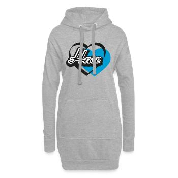 Kosename Hase Herz - Hoodie-Kleid - Grau meliert - Vorne