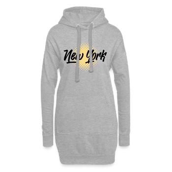 New York - Sweat-shirt à capuche long Femme - gris chiné - Devant