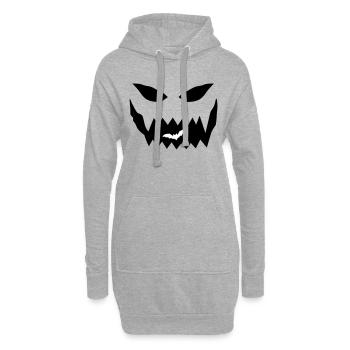 Halloween Gesicht - Hoodie-Kleid - Grau meliert - Vorne