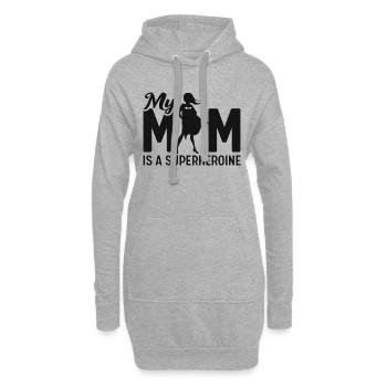 Ma mère est une super-héroïne - Sweat-shirt à capuche long Femme - gris chiné - Devant