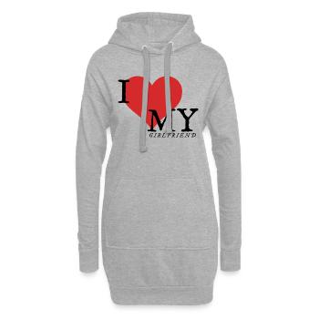J’aime ma copine - Sweat-shirt à capuche long Femme - gris chiné - Devant