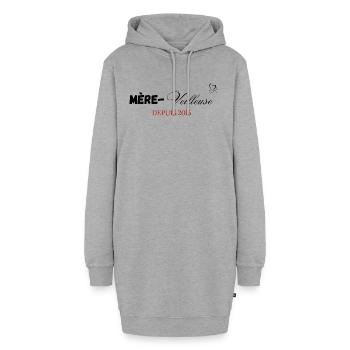 Mère veilleuse depuis 2015 - Sweat-shirt à capuche long Femme - gris chiné - Devant