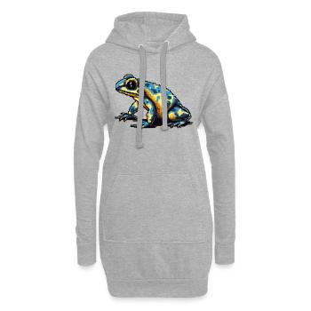 Farbenfroher Retro Pixel Pfeilgiftfrosch in 8 Bit - Hoodie-Kleid - Grau meliert - Vorne