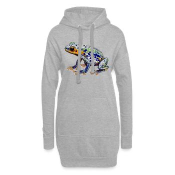 Pfeilgiftfrosch mit schöner Warnfarbe als Lurch - Hoodie-Kleid - Grau meliert - Vorne
