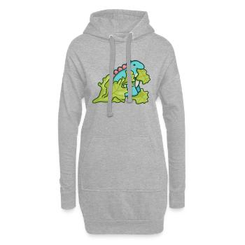 Hugadino Salad Dino, mignon dinosaure - Sweat-shirt à capuche long Femme - gris chiné - Devant