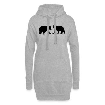 Silhouette d’ours - Sweat-shirt à capuche long Femme - gris chiné - Devant