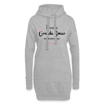 Promue grande soeur en mai - annonce grossesse - Sweat-shirt à capuche long Femme - gris chiné - Devant