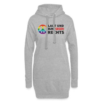 Laut und bunt gegen rechts - Hoodie-Kleid - Grau meliert - Vorne