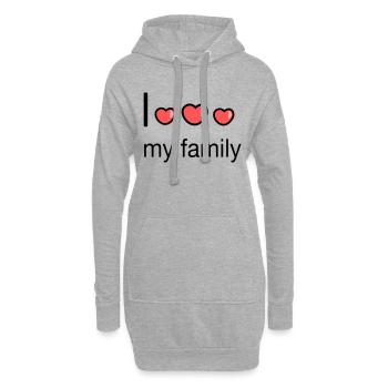 J’aime ma famille - Sweat-shirt à capuche long Femme - gris chiné - Devant