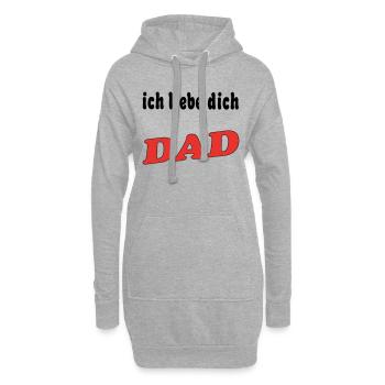 Ich liebe dich DAD - Sweat-shirt à capuche long Femme - gris chiné - Devant
