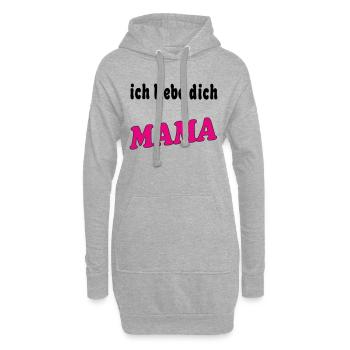 Ich liebe dich mama - Sweat-shirt à capuche long Femme - gris chiné - Devant
