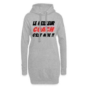 Der beste COACH bin ich!! - Hoodie-Kleid - Grau meliert - Vorne