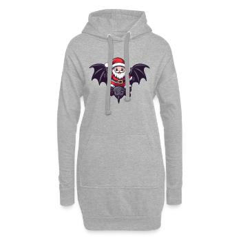 Chauve-souris Père Noël dessin animé - Sweat-shirt à capuche long Femme - gris chiné - Devant