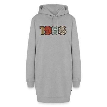1986 rétro vintage - Sweat-shirt à capuche long Femme - gris chiné - Devant